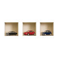 Vinyl Removable Set of 3Black Blue and Red Cars 3D Sticker Wall